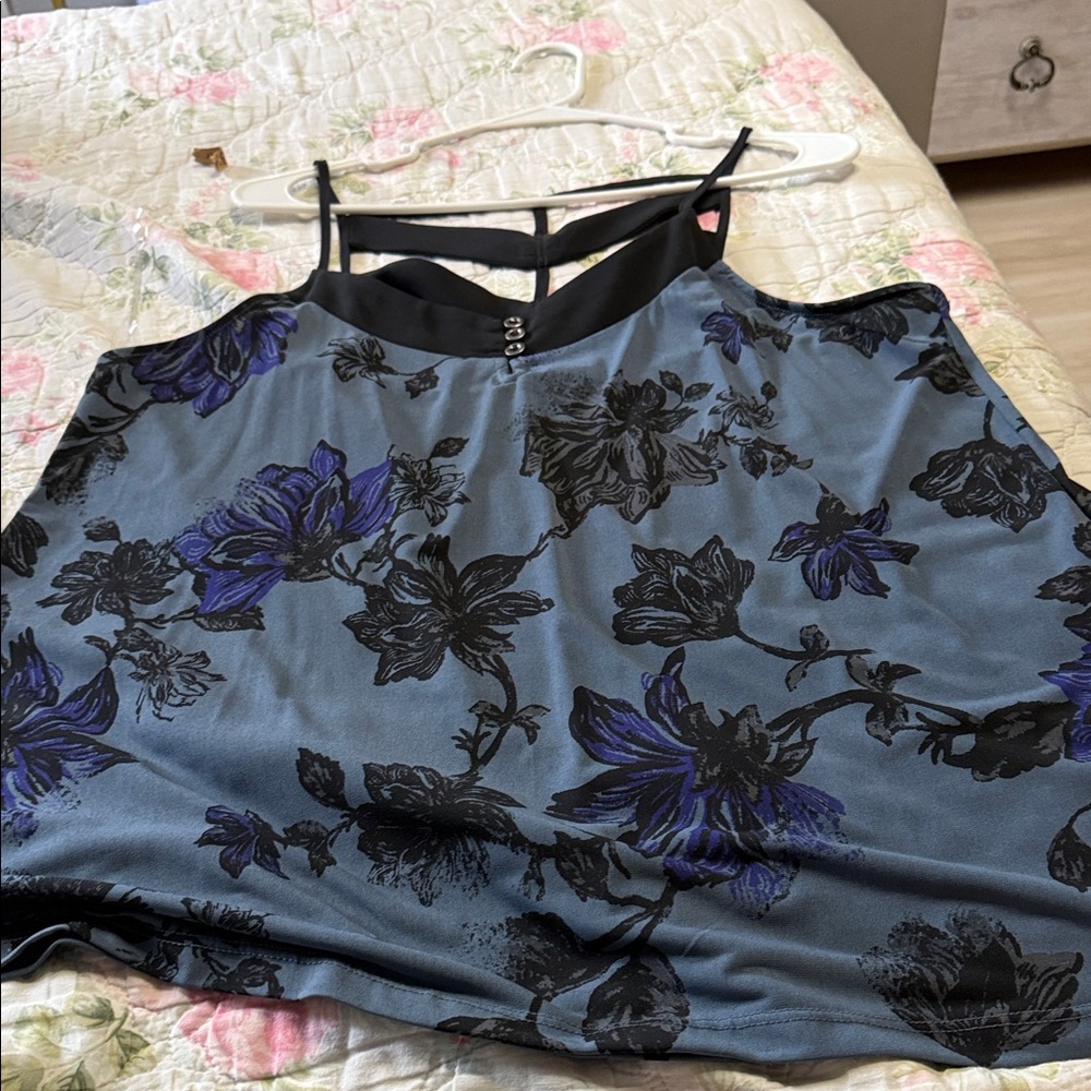 Maurices Blue Floral Cold-Shoulder Camisole